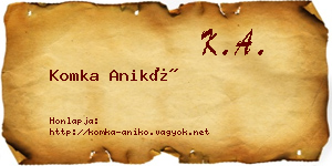 Komka Anikó névjegykártya